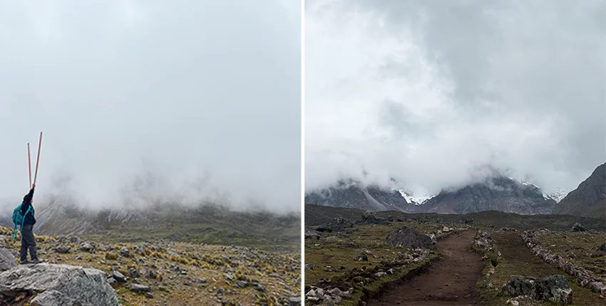 Collage de varias imagenes que presentan la Laguna Humantay